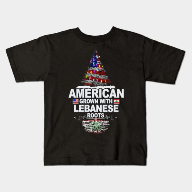 Christmas Tree  American Grown With Lebanese Roots - Gift for Lebanese From Lebanon Kids T-Shirt by Country Flags